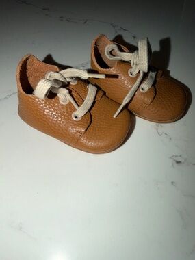 Soft Tan Leather Baby Walker Shoes with Cream Laces